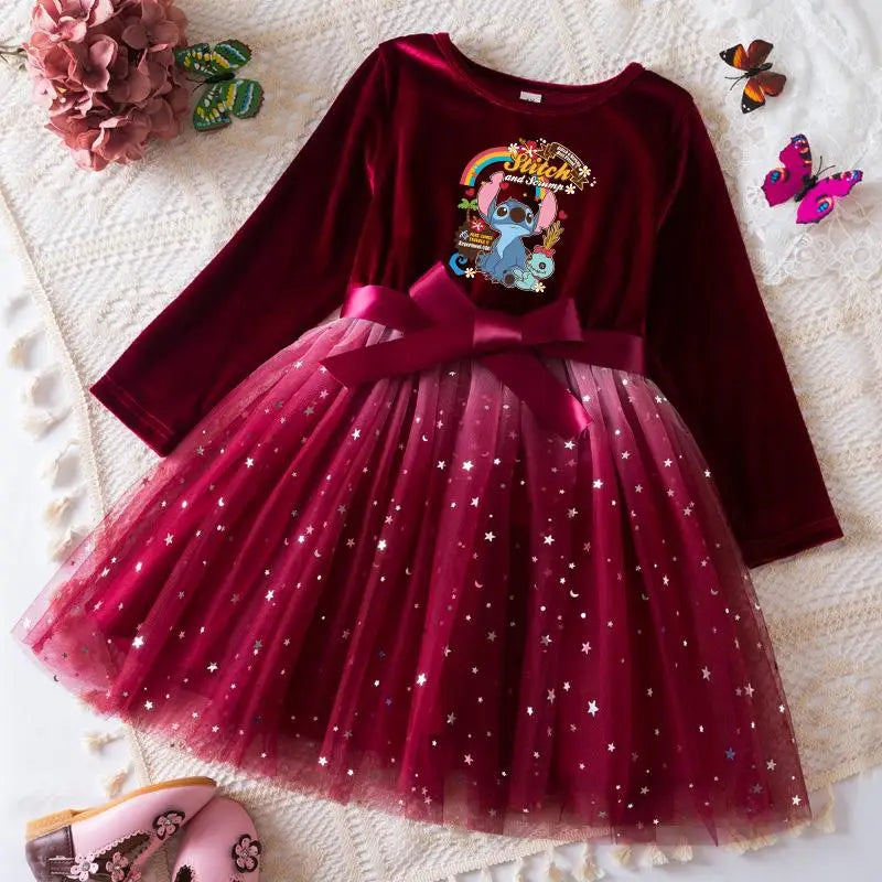 Robe de princesse en velours Stitch