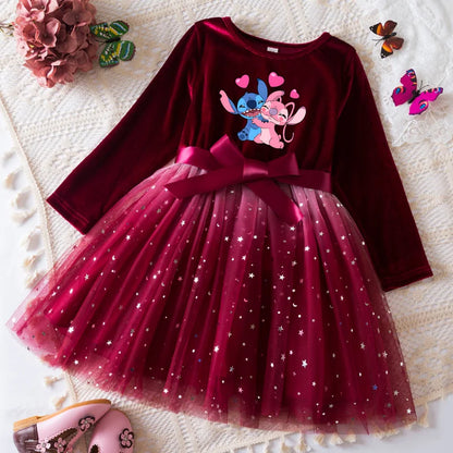Robe de princesse en velours Stitch