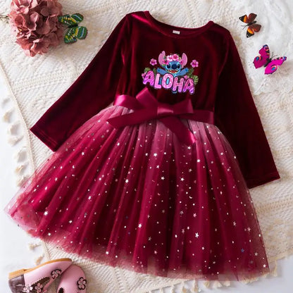 Robe de princesse en velours Stitch