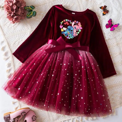 Robe de princesse en velours Stitch