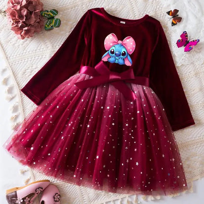 Robe de princesse en velours Stitch