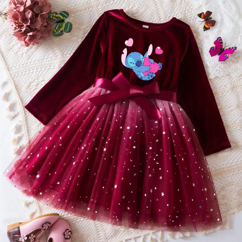 Robe de princesse en velours Stitch
