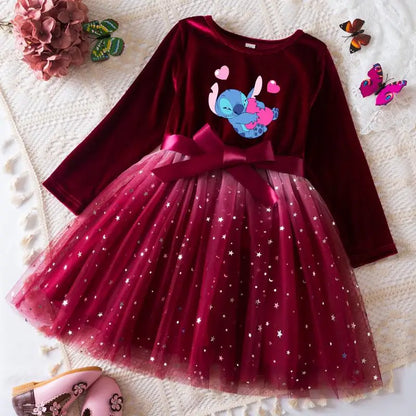 Robe de princesse en velours Stitch