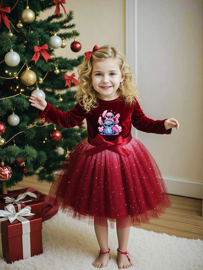 Robe de princesse en velours Stitch
