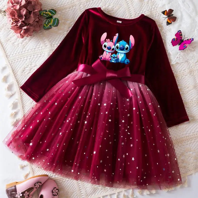 Robe de princesse en velours Stitch