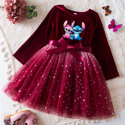 Robe de princesse en velours Stitch