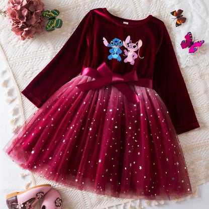 Robe de princesse en velours Stitch