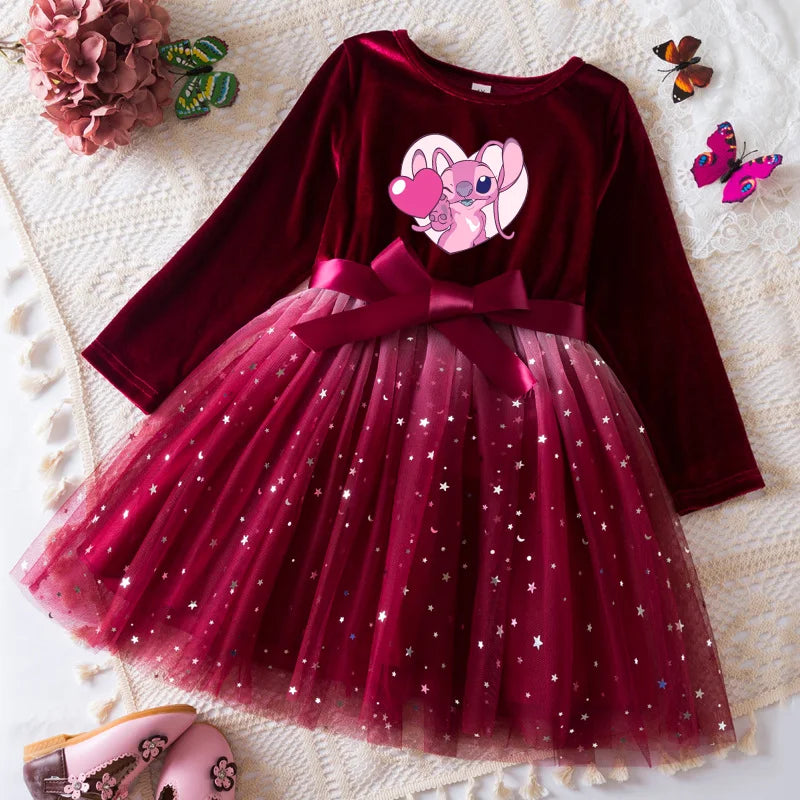 Robe de princesse en velours Stitch