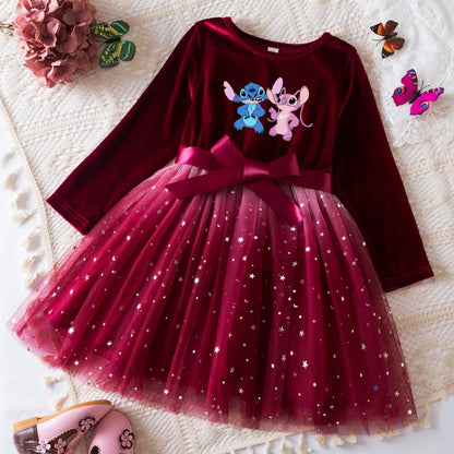 Robe de princesse en velours Stitch