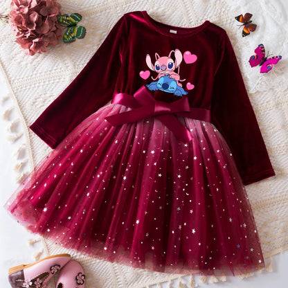 Robe de princesse en velours Stitch