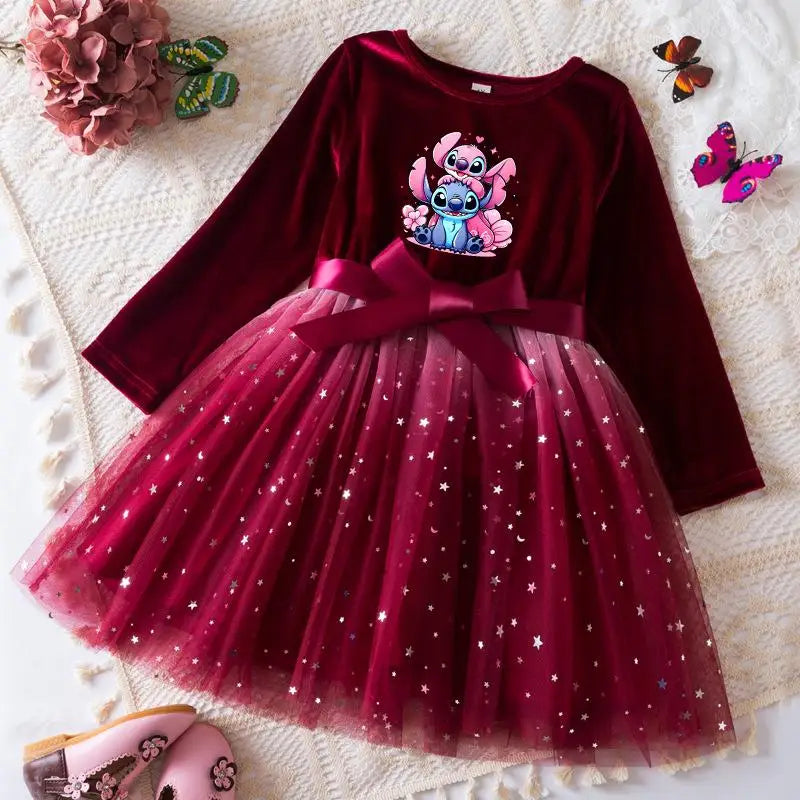 Robe de princesse en velours Stitch
