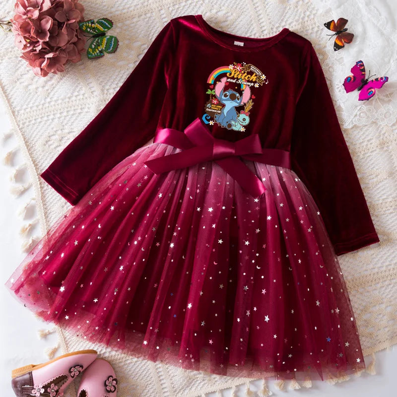 Robe de princesse en velours Stitch