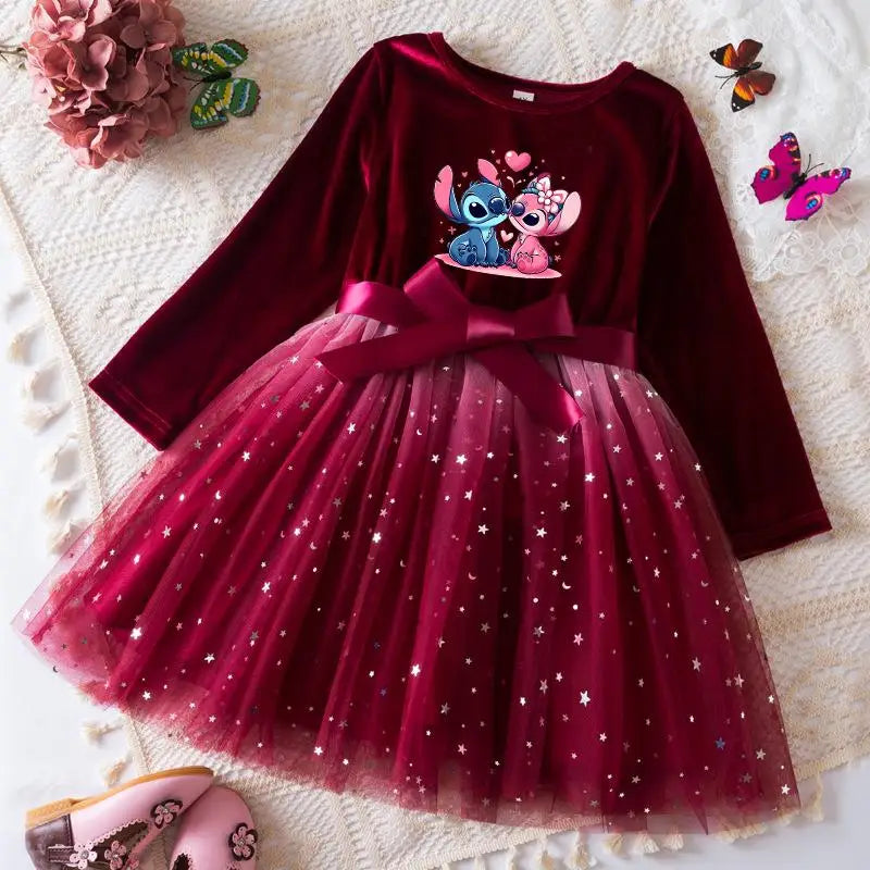 Robe de princesse en velours Stitch