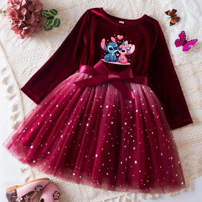 Robe de princesse en velours Stitch
