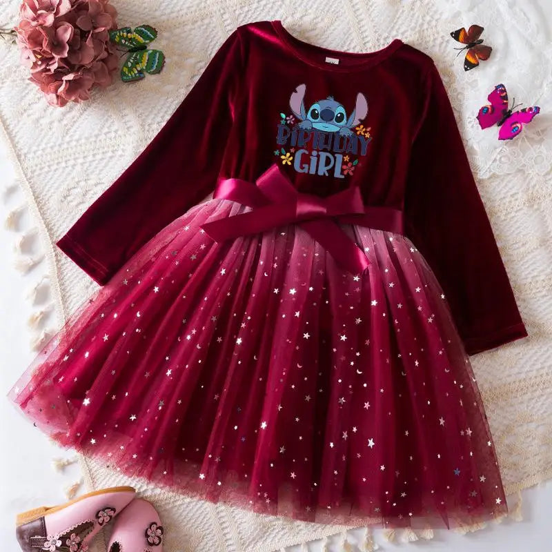 Robe de princesse en velours Stitch
