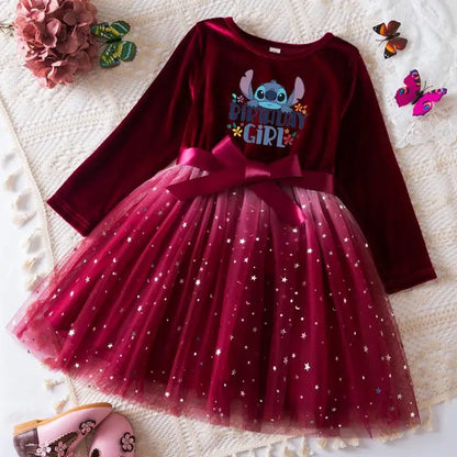 Robe de princesse en velours Stitch