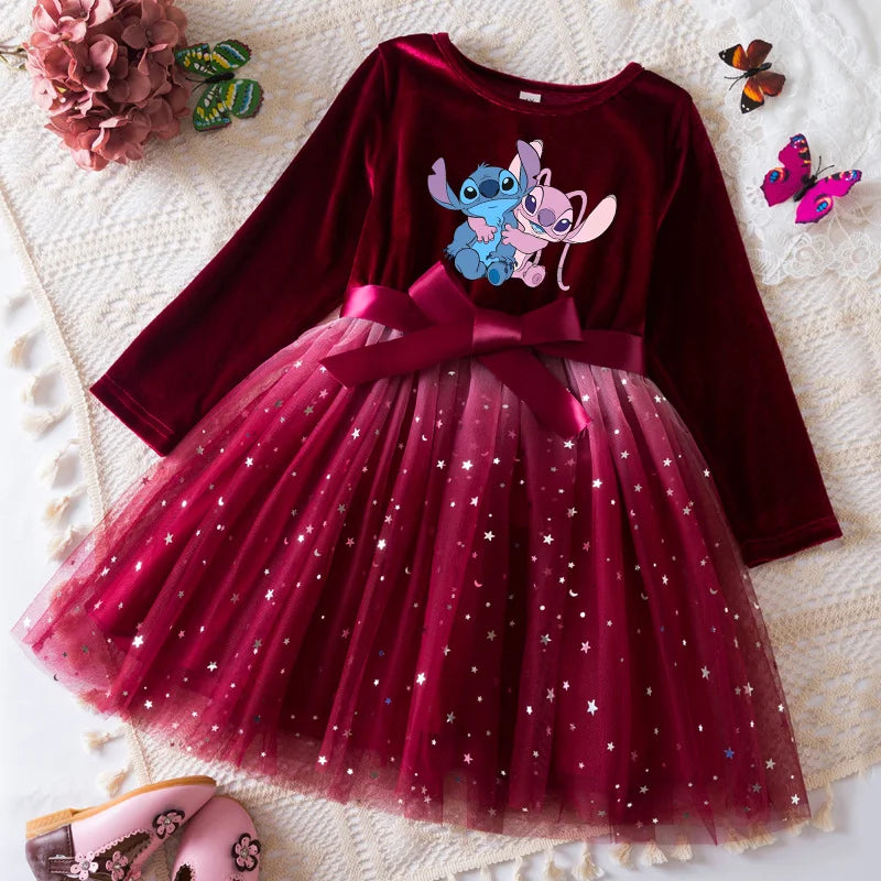 Robe de princesse en velours Stitch