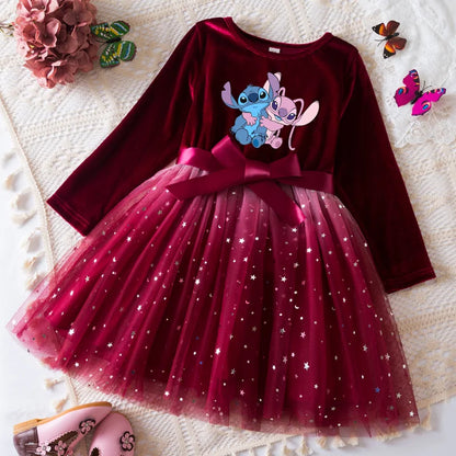 Robe de princesse en velours Stitch
