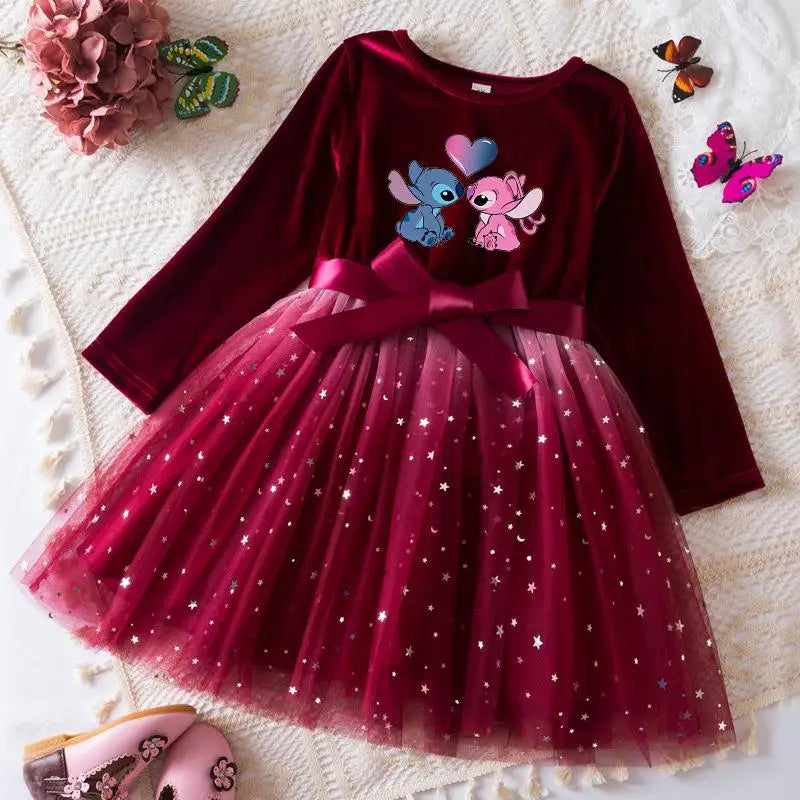 Robe de princesse en velours Stitch