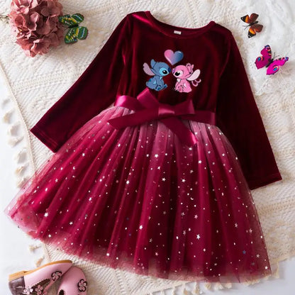Robe de princesse en velours Stitch