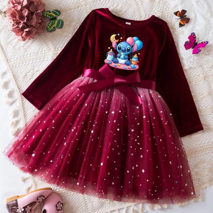 Robe de princesse en velours Stitch